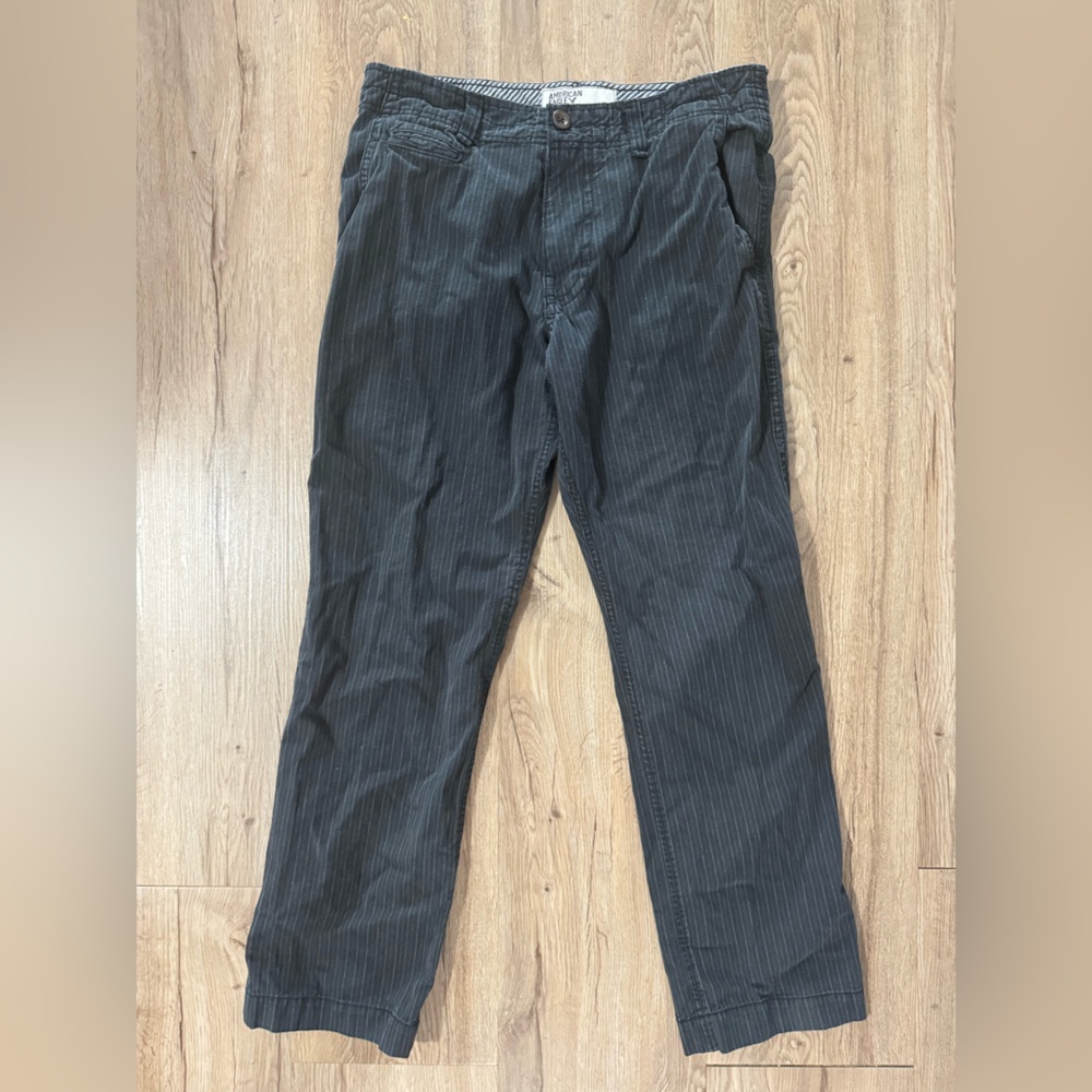 American Eagle Outfitters Black Pinstripe Chinos
